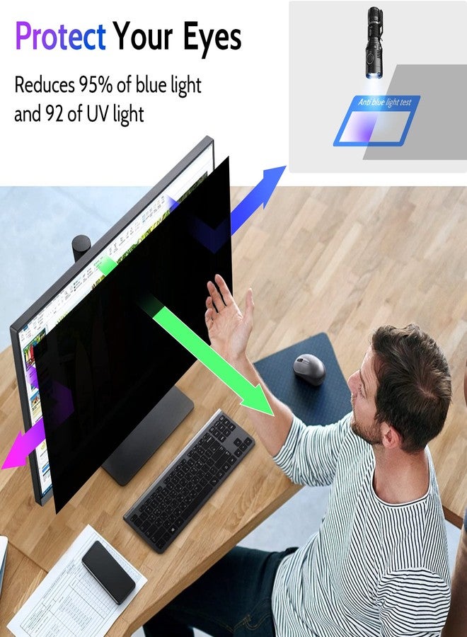 Peslv Computer Privacy Screen 21.5 Inch for 16:9 Widescreen Monitor, Removable 21.5inch Anti Blue Light Anti Glare Monitor Privacy Filter Shield (18 3/4" x 10 9/16") - Image 4